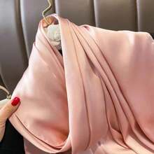 1pc Women's Bohemian Style Classic Solid Color Smooth Satin Scarf, Casual Autumn Shawl Sun Protection Headscarf, Suitable For Daily Use - Nude Skin Tone - View 4