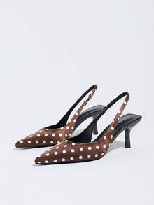 Women's High Heel Pumps, Pointed Toe High Heels, Fashionable Stiletto Heels, Slingback Low-Cut Sandals - Brown - View 8