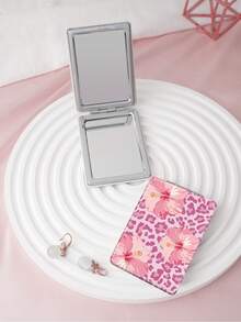 1PC Millennium Y2K Series Portable Vanity Mirror, Foldable Lightweight Ultra-Thin Convenient Hand Mirror, PU Leather, Suitable For Multiple Scenarios And All People, Rectangular Mirror, Pocket Mirror, Cartoon Flower Leopard Print Lips Letter Pattern Design, Exquisite And Delicate, Easy To Carry, Handheld Makeup Mirror, 180° Flip Cover Multi-Function Mini Mirror - Multicolor - View 2