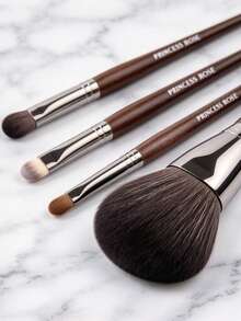 Princess Rose 14pcs Animal Hair Makeup Brush Set Professional Eyeshadow Brushes Makeup Artist Recommended Fluffy Face Brushes Full Set Portable - Brown - View 4