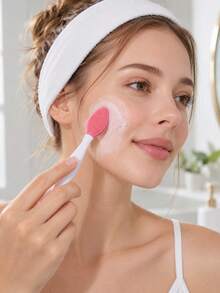 Dual-Sided Silicone Facial Cleansing Brush With Dense Soft Tips And Rounded Massage Nodes, Face Wash Tool For Daily Cleansing, Gentle Exfoliating And Skin Care Routine, Easy-Grip Beauty Accessory For Women' Home, Travel And Multiple Color Options - Multicolor - View 6
