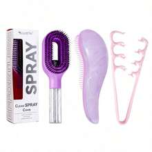 3Pcs Women's Hair Styling Tool Set, Includes Refillable Spray Comb, Anti-Static Detangling Comb, And Volumizing Styling Comb. Designed To Moisturize, Detangle, And Create Voluminous Hairstyles, Suitable For Salon, Home, Travel, And Vacation Use - Multicolor - View 8