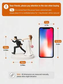 1件幽默新娘新郎婚禮蛋糕裝飾頂飾，新娘拖著新郎走的小雕像，可愛浪漫婚禮情侶雕像，適用於接待桌中心裝飾、新娘派對、訂婚派對、週年紀念裝飾、婚禮禮物 - 新式 - 查看 8