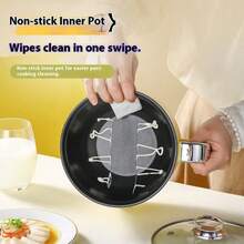 SMEGGEMS Multifunctional Mini Electric Cooker With Steamer, 1.8L Non-Stick Electric Hot Pot, Dual Power Control Ramen Pot, Suitable For Dorm, Office And Single Household - White Single Layer - View 2