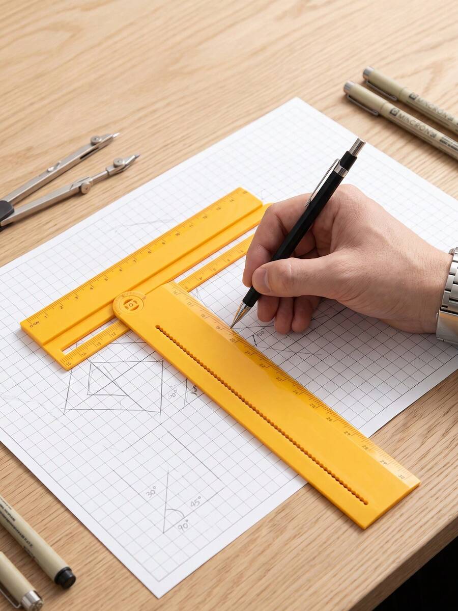 Multifunctional Ruler, Adjustable Measuring Tool With Straightedge, Protractor & Compass Functions, For Students, Artists & Diy Users, Drawing Arcs, Parallel Lines & Measuring Angles, Lengths & Sizes - Multicolor - View 1