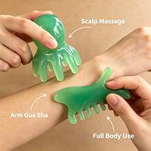 2pcs (1 Octopus Head Comb + 1 Dolphin Massage Comb) Multi-Function Full Body Massage Tool, Suitable For Scalp Massage, Facial Contouring, Neck And Shoulder Muscle Relaxation, Portable Home SPA Self-Care Relaxation Tool - A - View 3