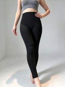 1pc Women's Autumn/Winter High Waist Tummy Control Warm Tights, Seamless Inner Layer Leggings, Suitable For Daily Wear - Multicolor - View 3