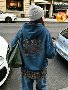 Autumn Winter Leopard Letter Print Y2K - Cow Blue - View 2