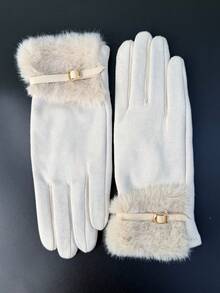 1 Pair Women's Thermal Lined Gloves, Warm & Windproof, Touchscreen Capable, Multi-Color Options, Suitable For Cycling, Driving, Winter - A - View 14