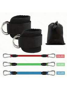 2pcs Fitness Ankle Straps Adjustable D-Ring Support Cuffs Padded Ankle Wraps For Leg Workouts Adjustable And Breathable Ankle Sleeves - Multicolor - View 5