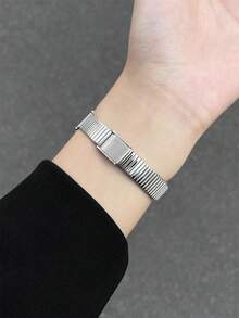 Silver Metal Bracelet Watch Band For Apple Watch, Women's Luxury Style - Silver - View 3