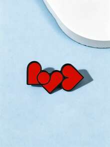 1pc Three Connected Red Heart Creative Brooch, Passionate Red Design, Simple & Romantic, Suitable For Decorating Coats, Backpacks, Scarves, Full Of Atmosphere, Perfect Gift For Lovers And Friends To Express Affection - Red - View 7
