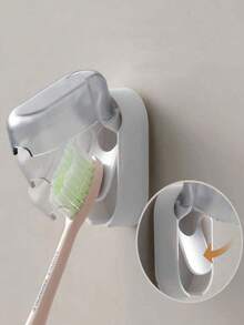 1pc Wall-Mounted Toothbrush Holder, Minimalist Dust-Proof Design With Self-Closing Lid, No Drilling Required, Home Bathroom Decor, Autumn Decor, Back To School Season - Multicolor - View 9