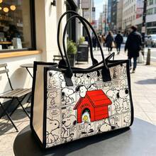 حقيبة قماشية بتصميم كرتوني Snoopy، حقيبة يد بسعة كبيرة، حقيبة كتف جديدة للتنقل، حقيبة متعددة الاستخدامات للعطلات والسفر والاستخدام اليومي والتسوق وتخزين الهاتف والمستحضرات التجميلية، هدية عيد ميلاد للأصدقاء، هدية صداقة للعودة إلى المدرسة، هدية العطلات - 1 - مشاهدة 2