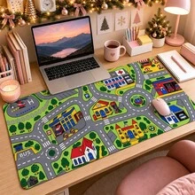 1pc Kids City Road Map Desk Mat, Colorful Town Traffic Play Mat Print Large Table Mat, Non Slip Desktop Protector For Study Room - View 8