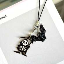 1pc Halloween Axe Skull Phone Charm, Minimalist Cold Style Phone Pendant, Personalized Street Style Phone Accessory - Multicolor - View 8