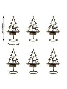 6Pcs Christmas Tealight Candle Holders, Metal Tree Reindeer Candlestick, Tabletop Centerpiece Decor For Mantel, Dining Table, Xmas Holiday Party Home Table Decor - Candlestick - View 10