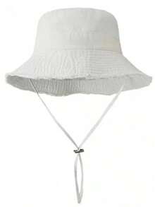 1pc Men's Wide Brim Bucket Hat, Adjustable Chin Strap Design, Sun Protection And Windproof, Stylish, Suitable For Travel, Beach, Daily Casual Wear - A - View 14
