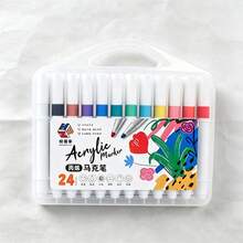 48/36/24/18/12 Colors Acrylic Marker Set With Triangular Barrel, Quick-Drying Smooth Rich Colors, Suitable For Students, Children DIY Painting, Design, Planner, Creative Graffiti On Stone, Glass, Clothing And Other Materials - Triangular Marker - View 10