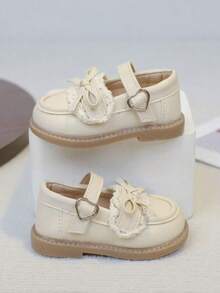 1 Pair Cute Fashion, Massage Insole Slip-On Design, Soft Bottom Non-Slip Flat Baby Shoes Children Shoes, Suitable For All Seasons - Beige - View 3