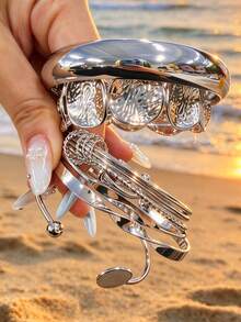 7/1pc Vintage Knotted Fashion Geometric Personalized Women's Round Metal Bangle Bracelet Set, Suitable For Daily Wear, Dating, Vacation, Holiday, Layering, Gift For Girlfriend And Mother - Silver - View 4