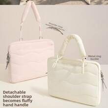 Quilted Laptop Bag With Padded Shoulder Strap Zipper Briefcase Sleeve For Women - View 7