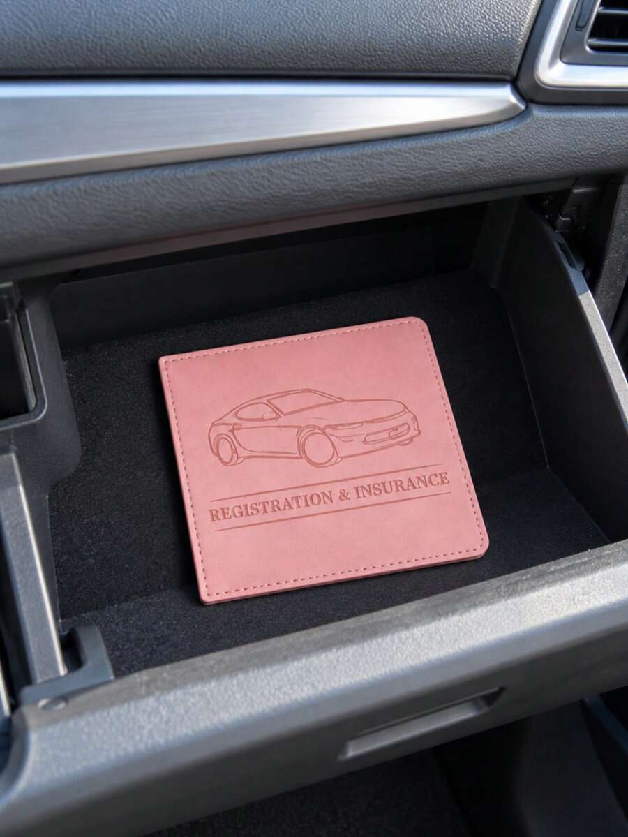 1pc Car Document Storage Bag, Colorful Vehicle Registration And License Storage Pouch, Suitable For Glove Box Organization, Practical Gift For Female And Male Drivers, Perfect For Birthday, Christmas, Daily Commute And Road Trips - A - View 1