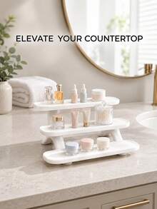 1Pc Three-Tiered Shelf, Stepped Display Rack, Desktop Display Rack For Figurines, Display Shelf, Bathroom Countertop Storage Rack, Desk Stationery Organizer, Sample Cosmetics Storage Rack, Small Household Countertop Display And Storage Rack. - Multicolor - View 6