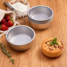 1pc/4pcs/6pcs 4-Inch Mini Round Aluminum Cake Molds, Removable Bottom, Easy Release & Scratch-Resistant Surface - Ideal For Wedding, Holiday And Home Baking, Christmas And Valentine's Day Baking Molds - Silver - View 8