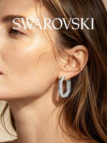 Swarovski Dextera Large Hoop Earrings For Women, Luxury Pave Crystal-Like Earrings, Elegant Versatile Jewelry - Silver - View 2