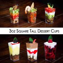 Square Transparent Dessert Cup With Matching Small Spoon, Thick Hard Plastic, Suitable For Ice Cream, Pudding, Fruit Salad, Mousse, Party Gathering, Birthday Banquet, Highly Attractive Transparent Cup, Great For Plating And Photography, Suitable For Dessert Shops And Home Use - Clear - View 7
