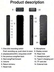 YAIUZGOO Voice Recorder Portable Recording Devices Small Tape Recorder With Playback Digital Voice Recorder Device Dictaphone Voice Recorder With Noise Reduction & HD Sound Quality For Lecture Meeting Class Long Time Record Supports MP3 Music Playback - View 10