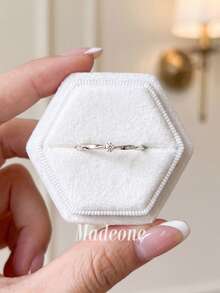 MADEONE 1pc Minimalist Zirconia Twisted Ring, Women's Engagement Wedding Party Daily Wear Anniversary Jewelry Gift - Silver - View 6