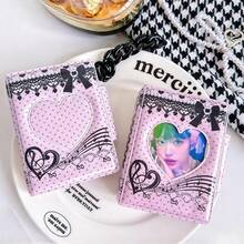 1PC Coquette Style Heart Cutout Photocard Album,Pink Polka Dot Lace & Musical Note Bow PVC 3 Inch Kpop Photocard Holder Book,Mini Idol Photo Card Storage Display Binder For Idol Photocard Collection & Display.Christmas Decrations,Halloween Deorations - A - View 11