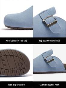 CAMEL CROWN 1雙女款夏季涼鞋，時尚輕量舒適經典Birkenstock風格拖鞋 - 藍色 - 查看 5