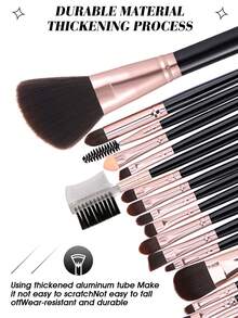 32Pcs Makeup Tools Set, 25Pcs Black Rose Gold Makeup Brushes + 7Pcs Makeup Accessories Kit, Including Triangle Powder Puffs, Heart Thumb Pads, Makeup Sponges, Silicone Brush Cleaning Bowl, All-In-One Cosmetic Set For Starters - Multicolor - View 3