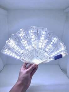 1个带LED灯的嘉年华折叠扇，大型手持扇，带彩色灯光（含电池），派对礼物，母亲节，世界杯，表演，婚礼，生日，家居装饰，夜店，荧光派对用品，日式拍扇，音乐节，嘉年华，游乐设备，圣诞节，万圣节派对，秋季装饰，角色扮演，发光 - 發光扇子 - 查看 20