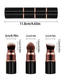 3-In-1 Makeup Brush, Multi-Functional Facial Makeup Tool, Includes Foundation Brush, Blending Brush And Makeup Sponge, Retractable Portable Makeup Brush, Suitable For Foundation, Concealer And Powder, Women's Travel Beauty Tool - Multicolor - View 7