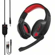 Dam سماعة رأس IN-968. سماعات ألعاب مع ميكروفون، اتصال ميني جاك وأضواء LED، ل- PS4 والهاتف الذكي والتابلت والكمبيوتر الشخصي وغيرها. - مشاهدة 1