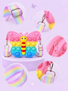 Dompet Silikon Berbentuk Kupu-kupu Warna-warni untuk Anak-Anak, Cocok untuk Penggunaan di Luar Ruangan, Dapat Menyimpan Kunci, Kabel Data, Koin dan Cincin, Tas Selempang Hadiah Ulang Tahun, Anak-Anak Menyukainya (Warna Tie-Dye Acak) - MultiWarna - View 7