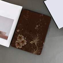 棕色優雅金色花卉藤蔓 360°旋轉保護翻蓋平板保護殼，附筆槽，相容 iPad 11(A16 2025)，自動休眠/喚醒功能，相容 5/5PRO/6/6PRO/7/7PRO，相容 Matepad，相容 Honor Pad - 彩色 - 查看 3