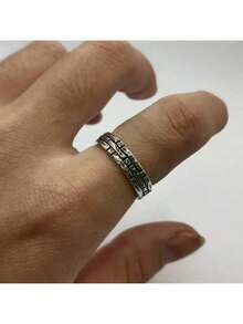 1pc Vintage Minimalist Hollow-Out Chain Ring For Men, Personalized Finger Ring - Multicolor - View 3