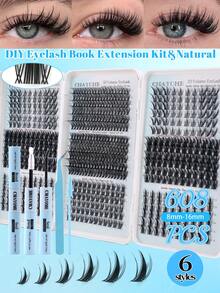 Mixed Style Eyelash Book, 8-16mm Mixed Length, Large Capacity Three-Fold Design Suitable For Home DIY Use, Maple Leaf Style, Cartoon Style, Fish Tail Style, Smooth, Natural, Lightweight, Soft, Realistic Mixed Eyelash Book Suitable For Beginners. Transparent Stem Soft And Reusable, Set Includes Glue, Brush And Tweezers, Convenient For Daily, Dating, School Use. - White - View 3