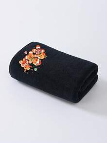 Set Handuk Applique Motif Natal 1/4 buah, Motif Manusia Kue Jahe, Handuk Bulu Karang Lembut dan Menyerap, Dekorasi Kamar Mandi Liburan, Hadiah Natal - Hitam - View 10