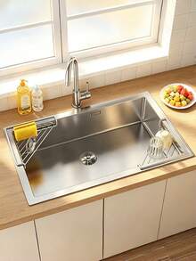 1/2pcs Corner Sink Storage Rack, Kitchen Sink Strainer, Kitchen Accessories, Triangle Kitchen Sponge Holder, Space-Saving, Stainless Steel Material, Waterproof And Rust-Proof, Suitable For Dish Soap, Brushes, Drain Rack And Countertop, Applicable For Kitchen, Restaurant And Home - A - View 2