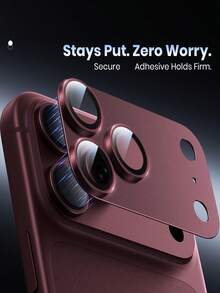 1pc Camera Lens Protector Film Compatible With Iphone 18 Pro/18 Pro Max, Matte Alloy HD High-Definition Metal Frame 9H+ Tempered Glass Cover, Compatible With Phone Case, Strong Adhesion, Full Lens Coverage, Burgundy - Burgundy - View 3