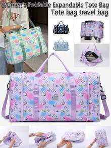 Tas Jinjing Semalam + Tas Duffle Bermotif + Organizer Multi Kompartemen + Tas Olahraga Akhir Pekan untuk Penggunaan Sehari-hari + Tas Bahu Quilted Gradien Pastel - MultiWarna - View 1