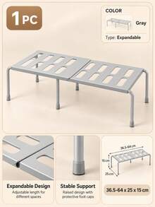 1/2PCS Kitchen Cabinet Shelf Organizer, PP Plastic Countertop Storage Rack, Fixed Or Expandable Options, White Grey Space Saving Stackable Shelf Riser For Pantry, Bathroom & Closet, Thanksgiving Kitchen Organization, Holiday Home Essentials - Multicolor - View 12