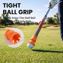 FINGER TEN 1pc Golf Ball Picker, Rubber Suction Cup Ball Clip, Compatible With Golf Club Grip, Soft And Lightweight Golf Ball Pickup Tool, Easy Golf Ball Retrieval, Essential Accessory For Outdoor Golf Course Training And Daily Golf Sports - Orange - View 6