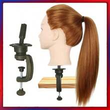Minimalist Convenient Long Hair Training Head Model Hairdressing Clamp Stand Dummy Practice Mannequin Practical Well-Designed - 1PC - View 1